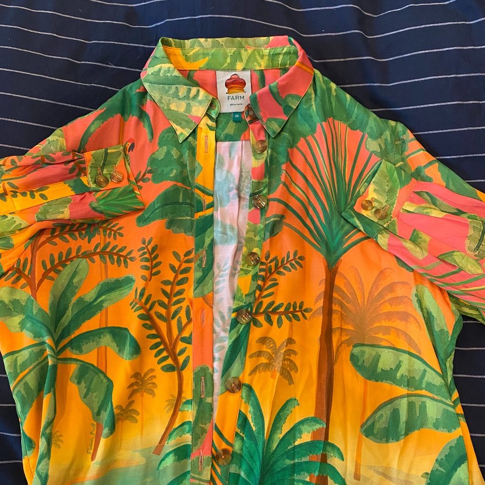 NWOT Farm Rio Sunrise Scenario Lenzing™ Ecovero™ Viscose Shirt